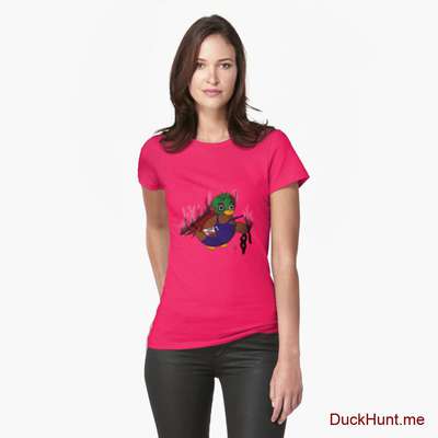 Dead Boss Duck (smoky) Berry Fitted T-Shirt (Front printed) image
