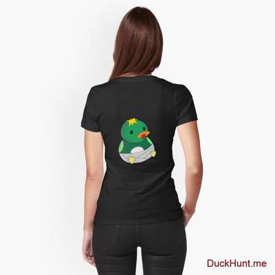 Baby duck Black Fitted T-Shirt (Back printed) image