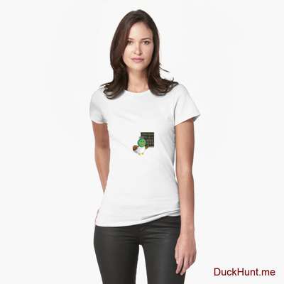 Prof Duck White Fitted T-Shirt (Front printed) image