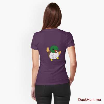 Super duck Eggplant Fitted T-Shirt (Back printed) image