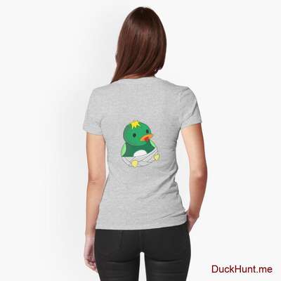 Baby duck Heather Grey Fitted T-Shirt (Back printed) image