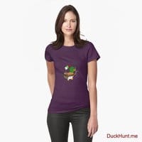 Kamikaze Duck Eggplant Fitted T-Shirt (Front printed)