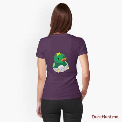 Baby duck Eggplant Fitted T-Shirt (Back printed) image