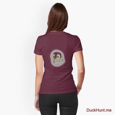 Ghost Duck (foggy) Dark Red Fitted T-Shirt (Back printed) image