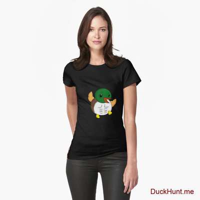 Super duck Black Fitted T-Shirt (Front printed) image