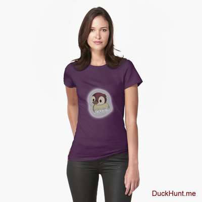 Ghost Duck (foggy) Eggplant Fitted T-Shirt (Front printed) image