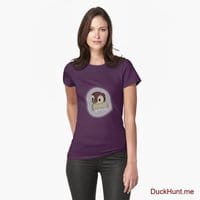 Ghost Duck (foggy) Eggplant Fitted T-Shirt (Front printed)