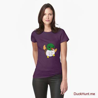 Super duck Eggplant Fitted T-Shirt (Front printed) image