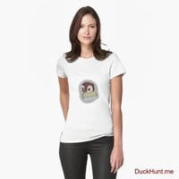 Ghost Duck (foggy) White Fitted T-Shirt (Front printed)