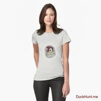Ghost Duck (foggy) Light Grey Fitted T-Shirt (Front printed)