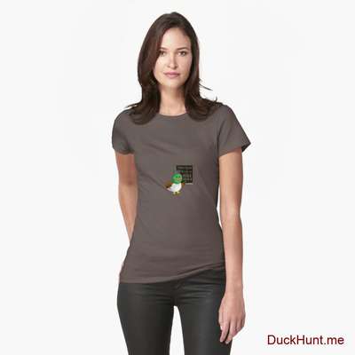 Prof Duck Dark Grey Fitted T-Shirt (Front printed) image