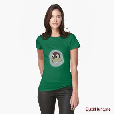 Ghost Duck (foggy) Green Fitted T-Shirt (Front printed) image