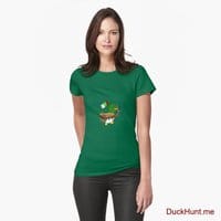 Kamikaze Duck Green Fitted T-Shirt (Front printed)