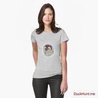 Ghost Duck (foggy) Heather Grey Fitted T-Shirt (Front printed)