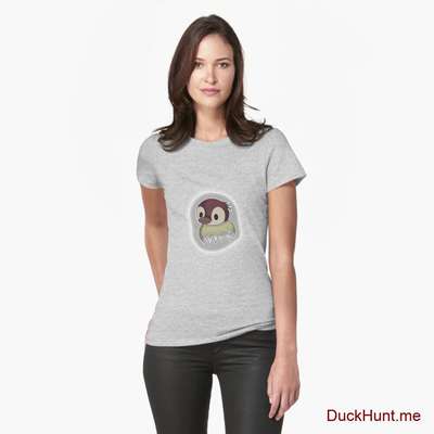 Ghost Duck (foggy) Heather Grey Fitted T-Shirt (Front printed) image