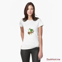 Kamikaze Duck White Fitted T-Shirt (Front printed)