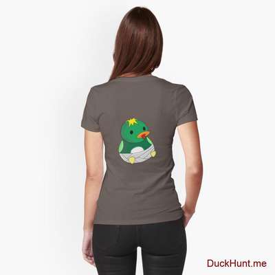 Baby duck Dark Grey Fitted T-Shirt (Back printed) image