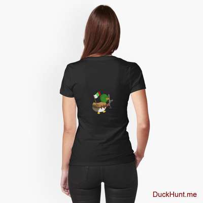 Kamikaze Duck Black Fitted T-Shirt (Back printed) image