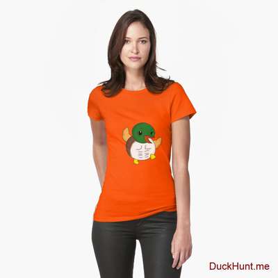 Super duck Orange Fitted T-Shirt (Front printed) image