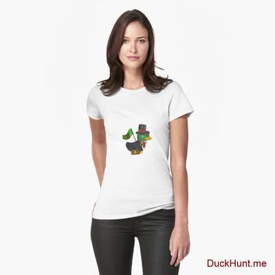 Golden Duck White Fitted T-Shirt (Front printed) image