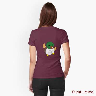 Super duck Dark Red Fitted T-Shirt (Back printed) image