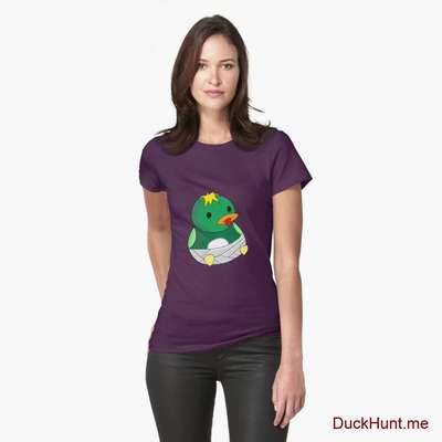 Baby duck Eggplant Fitted T-Shirt (Front printed) image