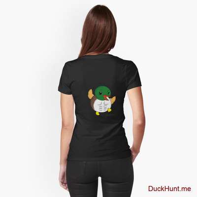 Super duck Black Fitted T-Shirt (Back printed) image