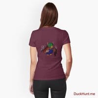 Dead Boss Duck (smoky) Dark Red Fitted T-Shirt (Back printed)