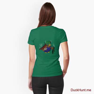 Dead Boss Duck (smoky) Green Fitted T-Shirt (Back printed) image