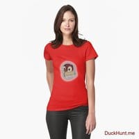 Ghost Duck (foggy) Red Fitted T-Shirt (Front printed)