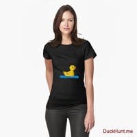 Plastic Duck Black Fitted T-Shirt (Front printed)