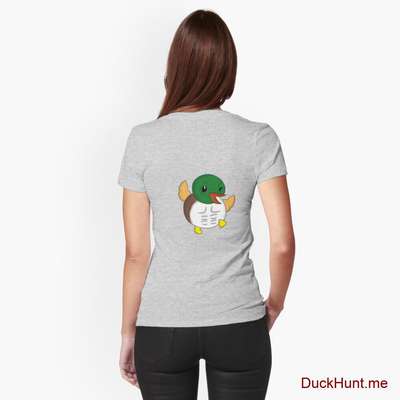 Super duck Heather Grey Fitted T-Shirt (Back printed) image