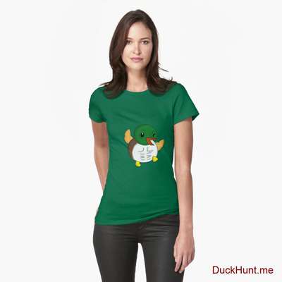 Super duck Green Fitted T-Shirt (Front printed) image