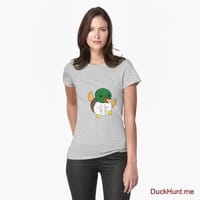 Super duck Heather Grey Fitted T-Shirt (Front printed)