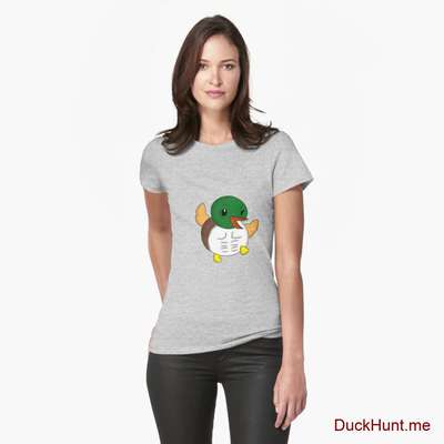 Super duck Heather Grey Fitted T-Shirt (Front printed) image