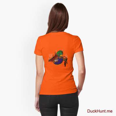 Dead Boss Duck (smoky) Orange Fitted T-Shirt (Back printed) image