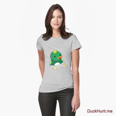 Baby duck Heather Grey Fitted T-Shirt (Front printed) image