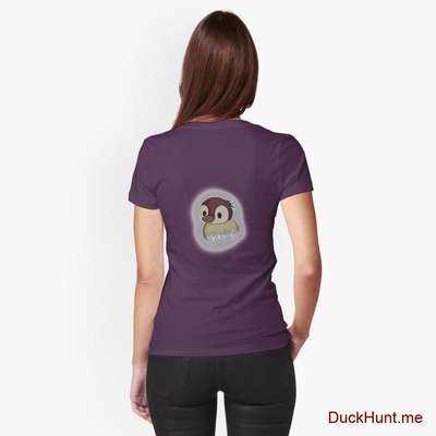 Ghost Duck (foggy) Eggplant Fitted T-Shirt (Back printed) image