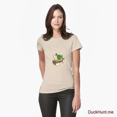 Kamikaze Duck Creme Fitted T-Shirt (Front printed) image