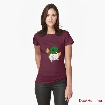 Super duck Dark Red Fitted T-Shirt (Front printed) image