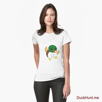 Super duck White Fitted T-Shirt (Front printed) image