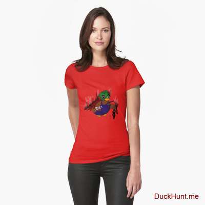 Dead Boss Duck (smoky) Red Fitted T-Shirt (Front printed) image