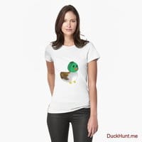 Normal Duck White Fitted T-Shirt (Front printed)