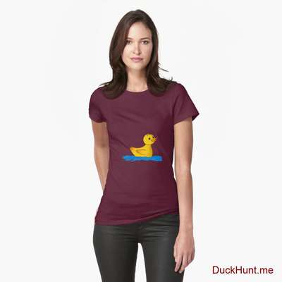 Plastic Duck Dark Red Fitted T-Shirt (Front printed) image