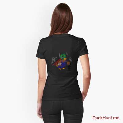 Dead Boss Duck (smoky) Black Fitted T-Shirt (Back printed) image