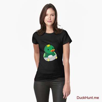 Baby duck Black Fitted T-Shirt (Front printed) image