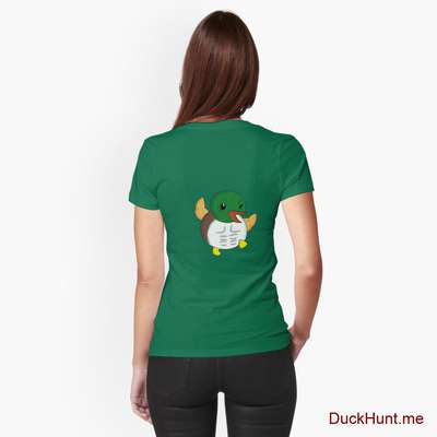 Super duck Green Fitted T-Shirt (Back printed) image