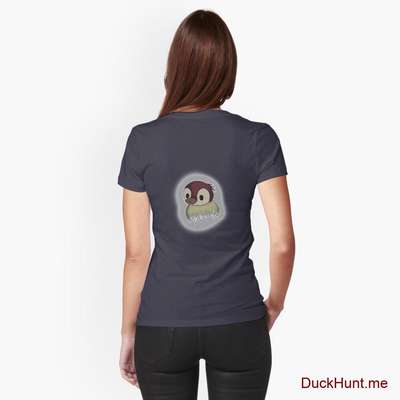Ghost Duck (foggy) Dark Blue Fitted T-Shirt (Back printed) image