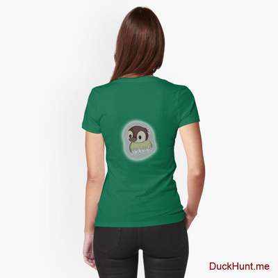 Ghost Duck (foggy) Green Fitted T-Shirt (Back printed) image