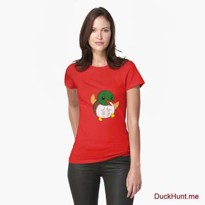 Super duck Red Fitted T-Shirt (Front printed) image
